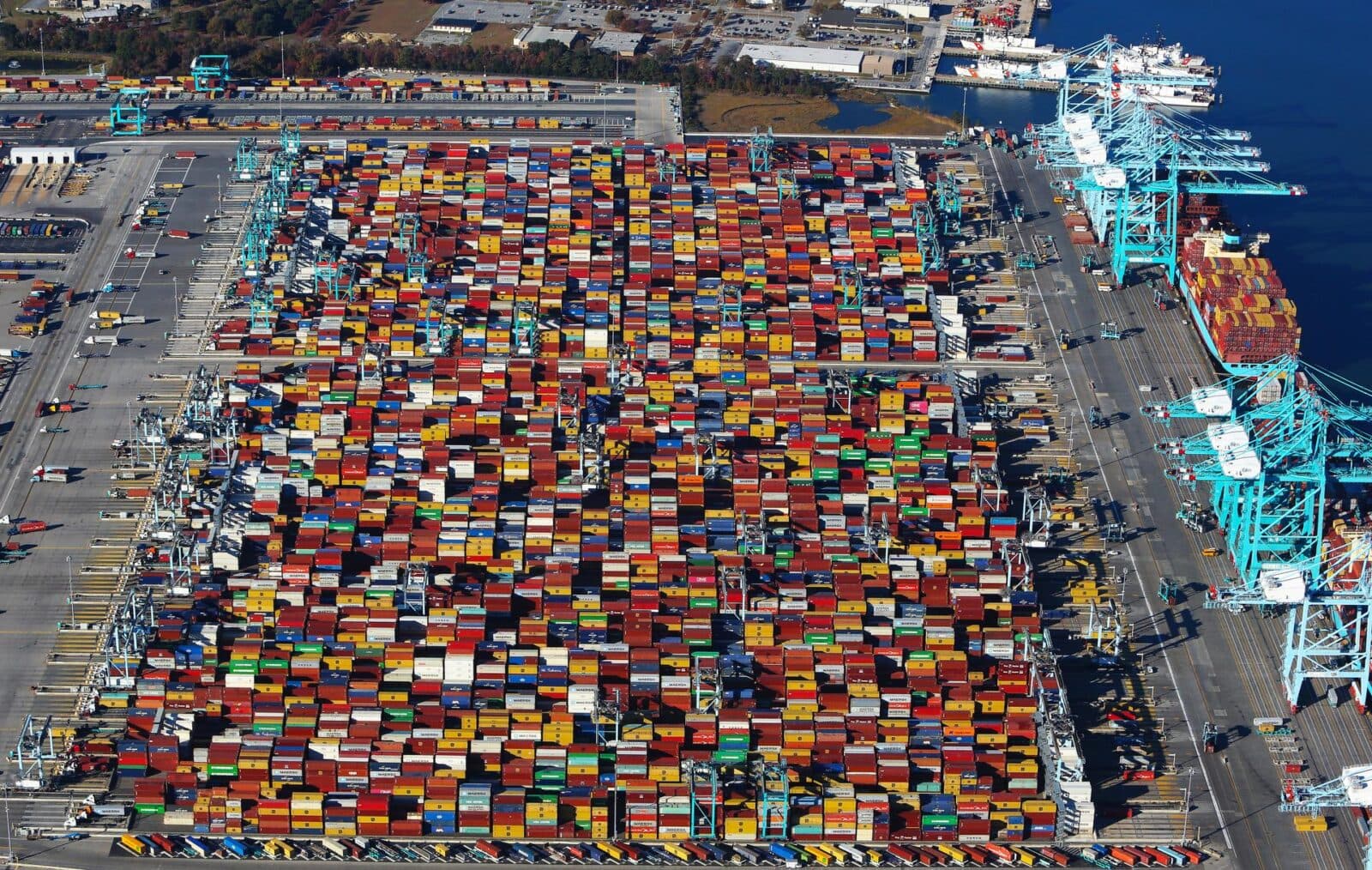 Port of Virginia shipping yard filled with shipping containers